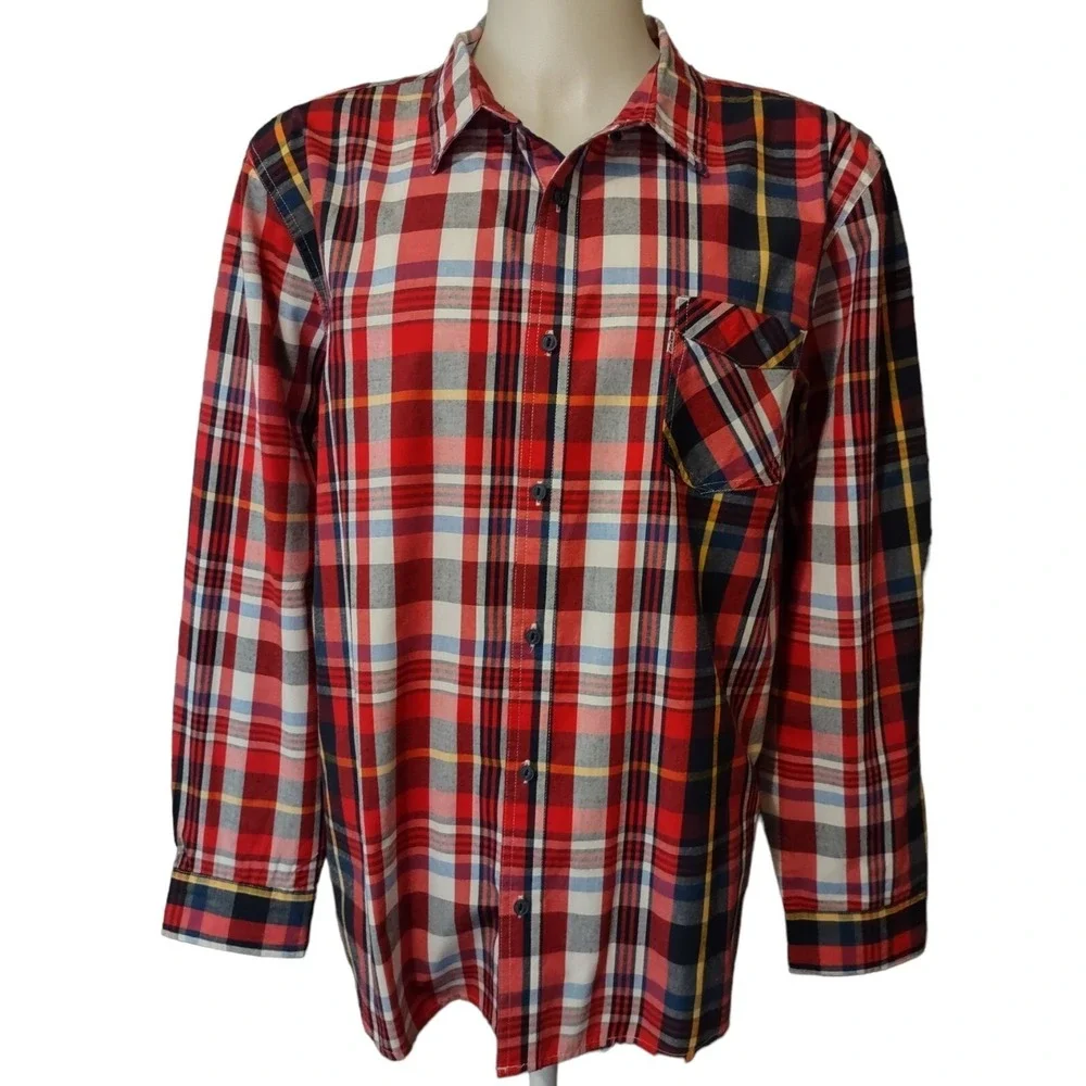 Levi's Shirt XXL Men's Plaid Red Multi Color Long Sleeve Button Down Cabin Core‎